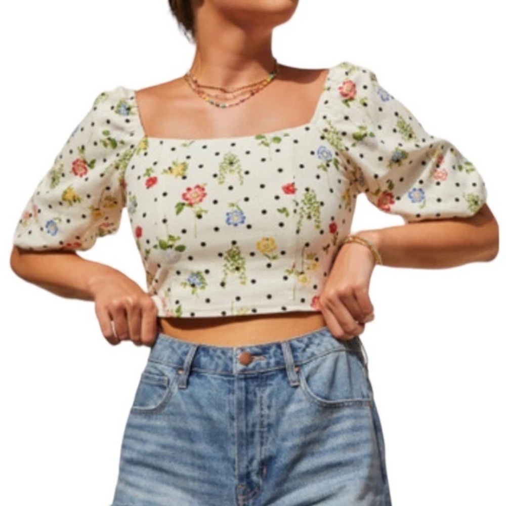 Francesca Floral Linen Rayon Crop Top